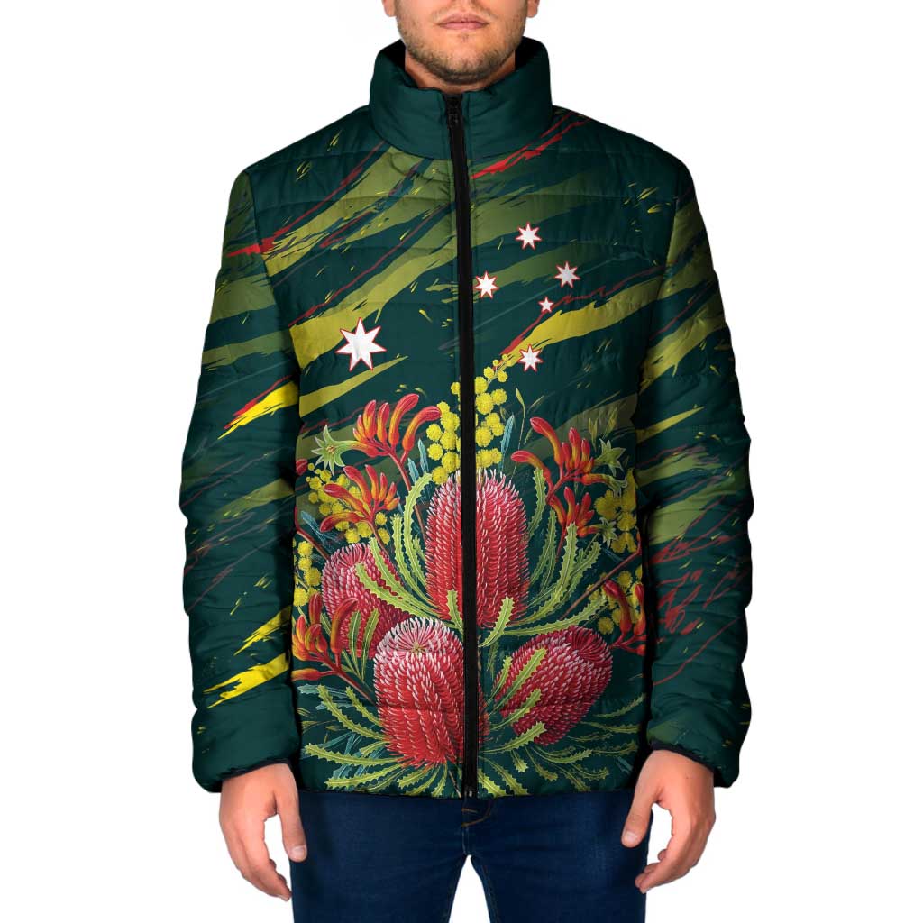 Australian Native Flower Personalised Padded Jacket Banksia Nature’s Wild Flame - Aussie Hoodie