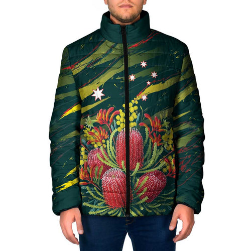 Australian Native Flower Personalised Padded Jacket Banksia Nature’s Wild Flame - Aussie Hoodie