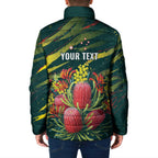 Australian Native Flower Personalised Padded Jacket Banksia Nature’s Wild Flame - Aussie Hoodie