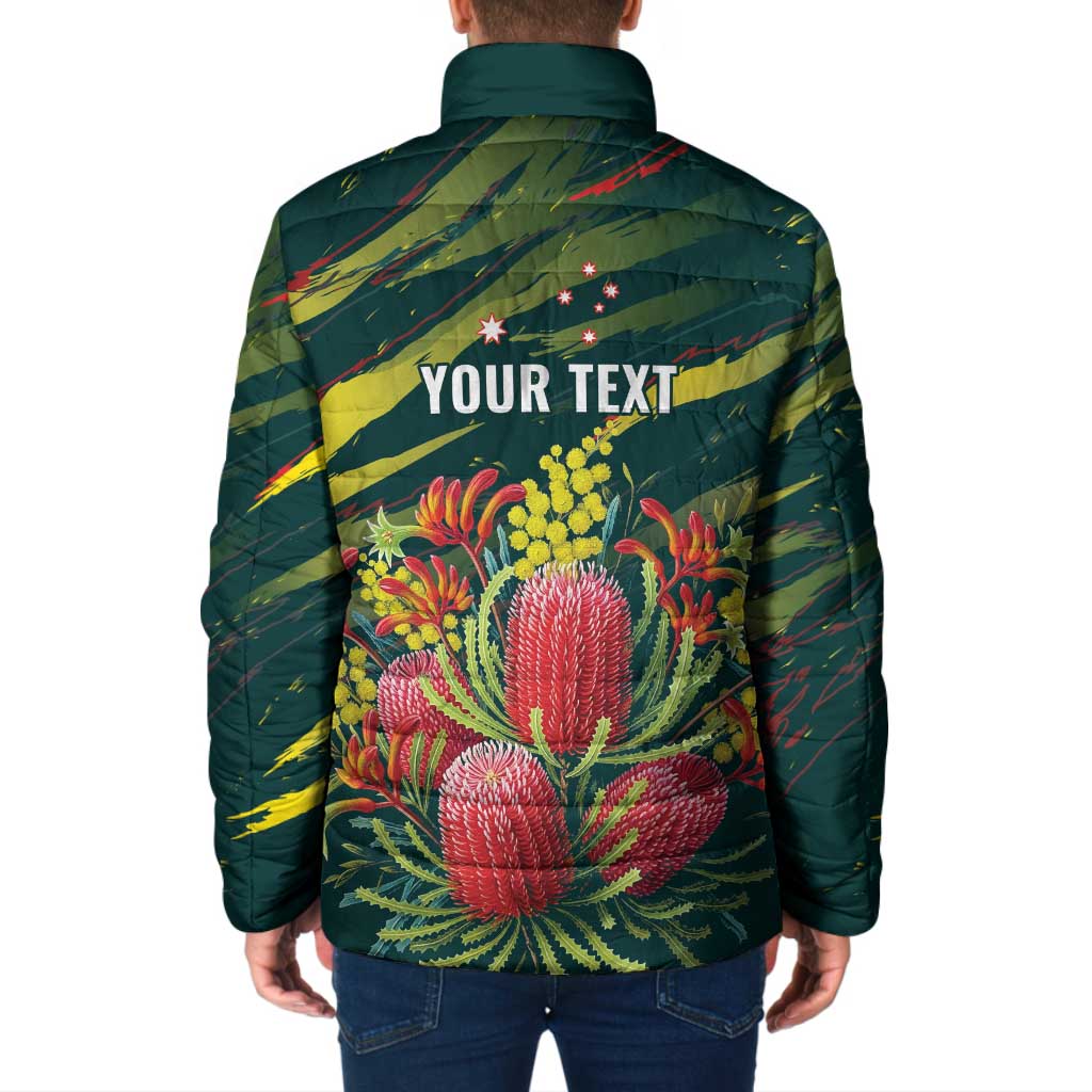 Australian Native Flower Personalised Padded Jacket Banksia Nature’s Wild Flame - Aussie Hoodie