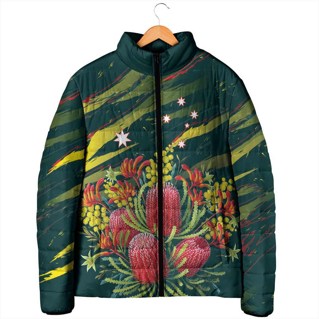 Australian Native Flower Personalised Padded Jacket Banksia Nature’s Wild Flame - Aussie Hoodie