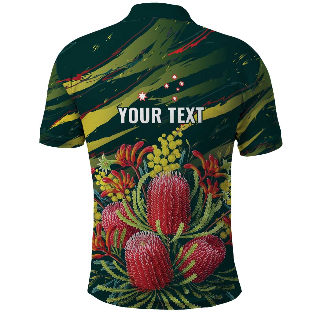 Australian Native Flower Personalised Polo Shirt Banksia Nature’s Wild Flame - Aussie Hoodie