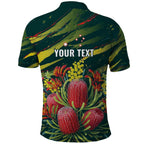 Australian Native Flower Personalised Polo Shirt Banksia Nature’s Wild Flame - Aussie Hoodie