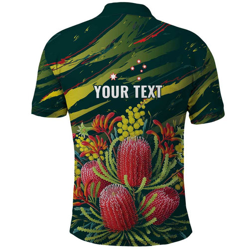 Australian Native Flower Personalised Polo Shirt Banksia Nature’s Wild Flame - Aussie Hoodie