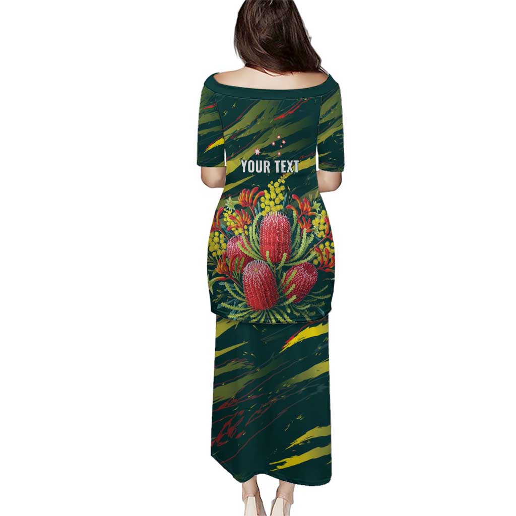 Australian Native Flower Personalised Puletasi Banksia Nature’s Wild Flame - Aussie Hoodie