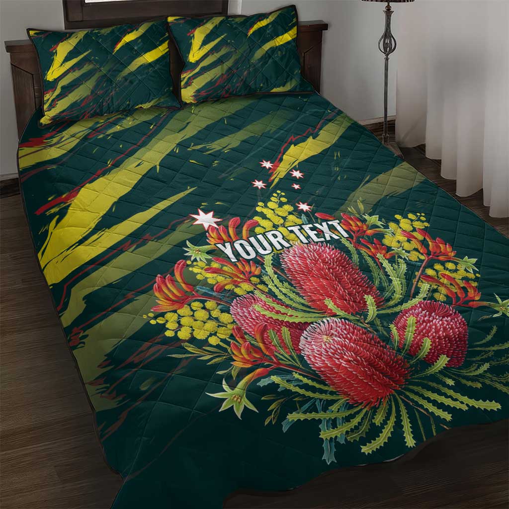 Australian Native Flower Personalised Quilt Bed Set Banksia Nature’s Wild Flame - Aussie Hoodie
