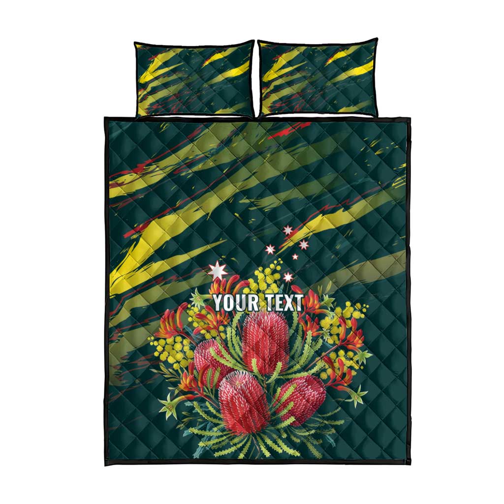 Australian Native Flower Personalised Quilt Bed Set Banksia Nature’s Wild Flame - Aussie Hoodie