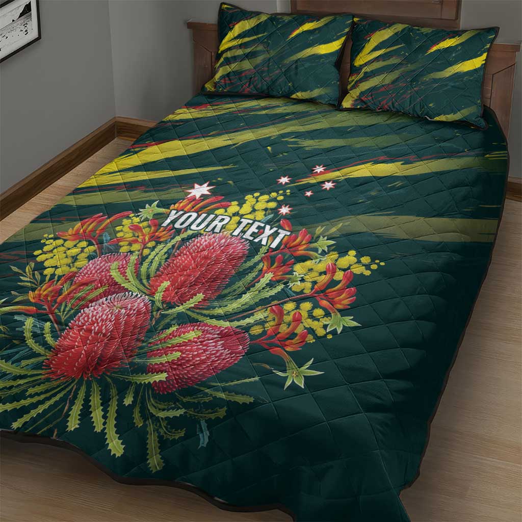 Australian Native Flower Personalised Quilt Bed Set Banksia Nature’s Wild Flame - Aussie Hoodie