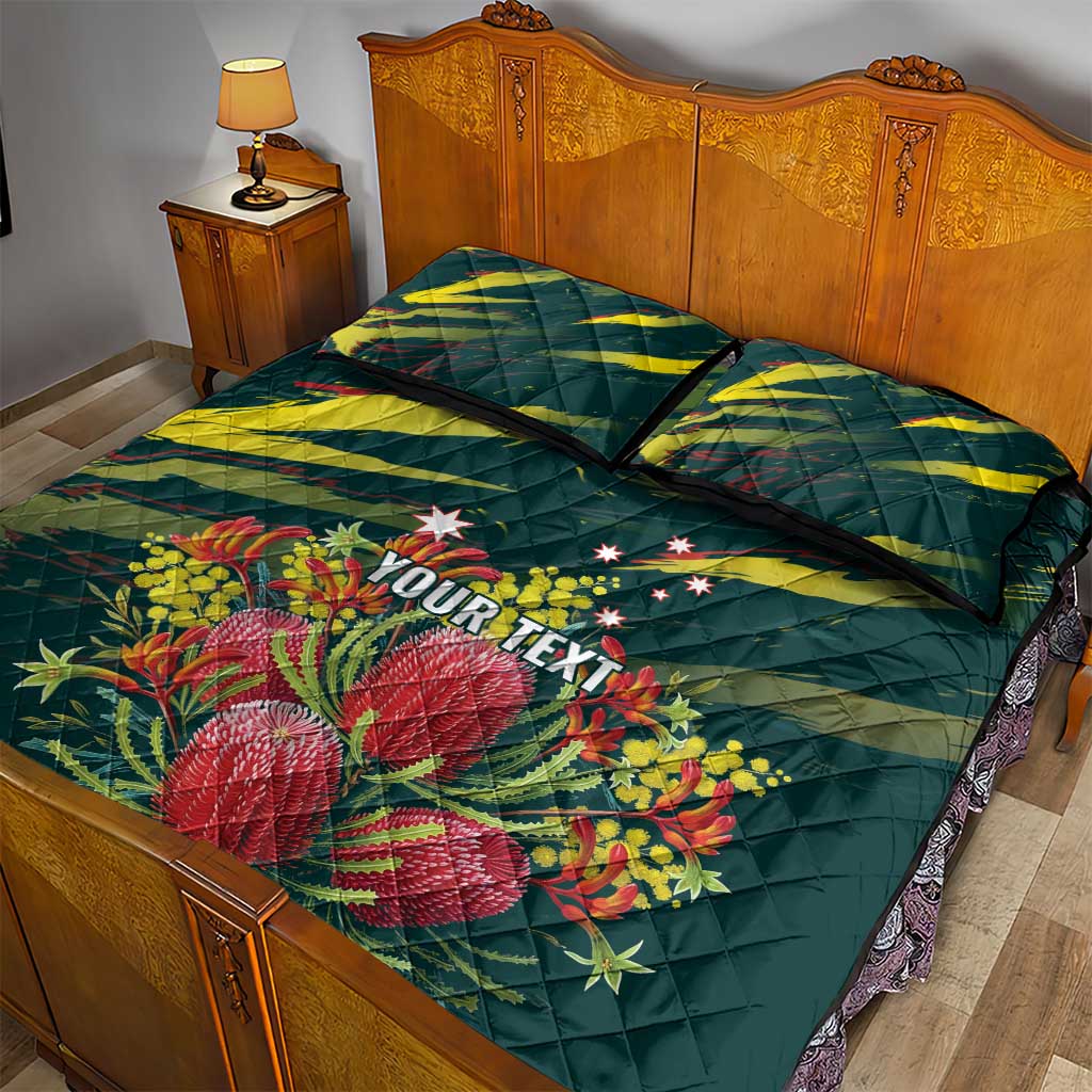Australian Native Flower Personalised Quilt Bed Set Banksia Nature’s Wild Flame - Aussie Hoodie