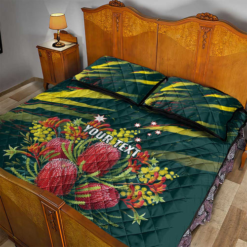 Australian Native Flower Personalised Quilt Bed Set Banksia Nature’s Wild Flame - Aussie Hoodie
