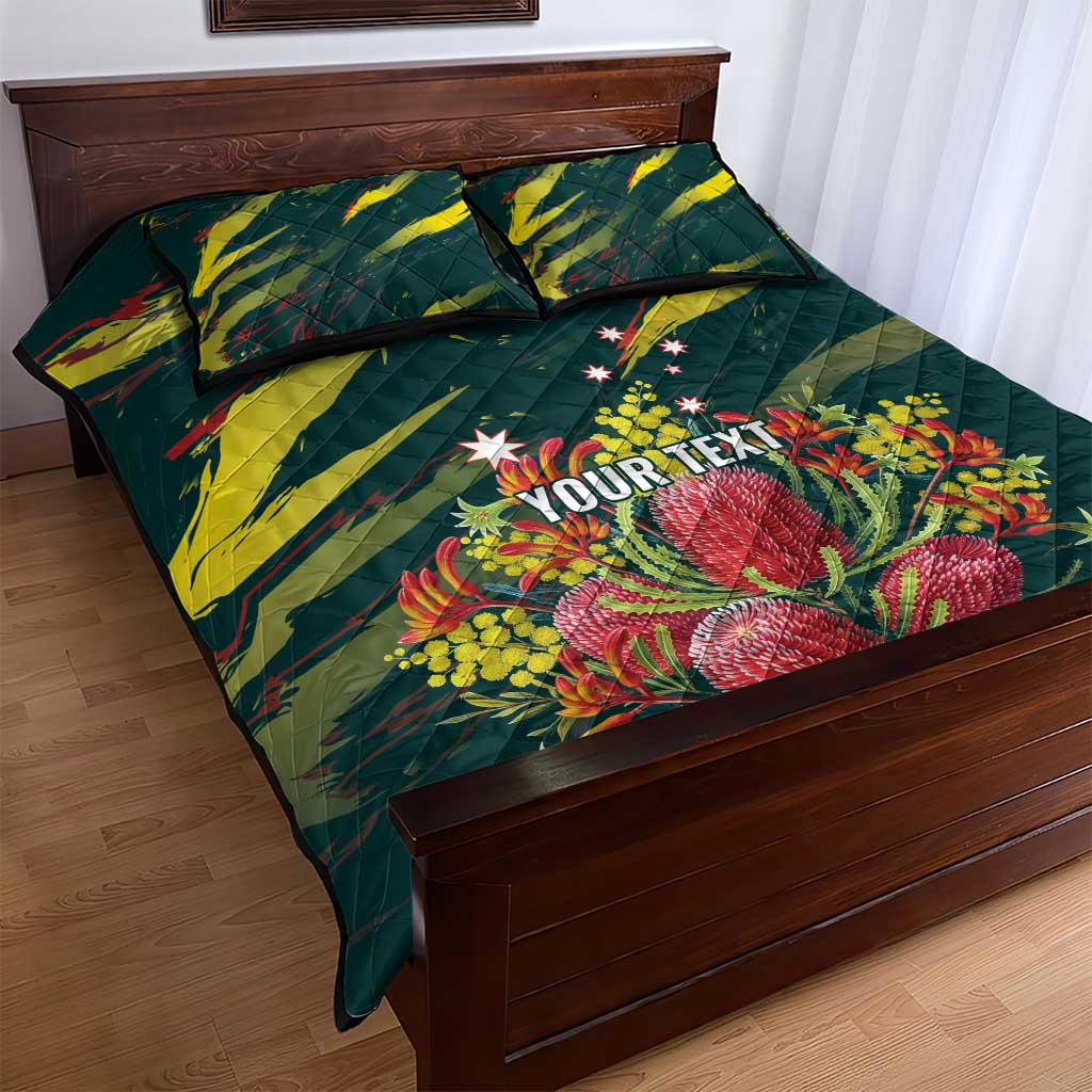 Australian Native Flower Personalised Quilt Bed Set Banksia Nature’s Wild Flame - Aussie Hoodie