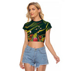 Australian Native Flower Personalised Raglan Cropped T Shirt Banksia Nature’s Wild Flame - Aussie Hoodie