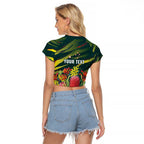 Australian Native Flower Personalised Raglan Cropped T Shirt Banksia Nature’s Wild Flame - Aussie Hoodie