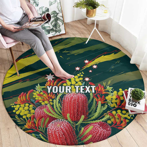Australian Native Flower Personalised Round Carpet Banksia Nature’s Wild Flame - Aussie Hoodie