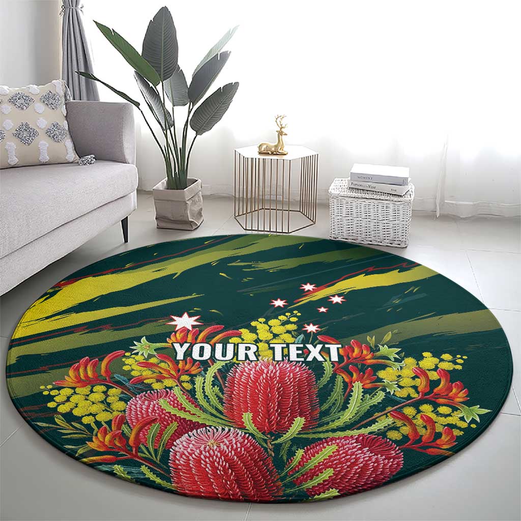 Australian Native Flower Personalised Round Carpet Banksia Nature’s Wild Flame - Aussie Hoodie