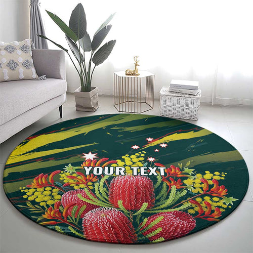Australian Native Flower Personalised Round Carpet Banksia Nature’s Wild Flame - Aussie Hoodie