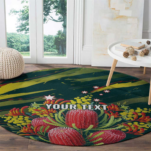 Australian Native Flower Personalised Round Carpet Banksia Nature’s Wild Flame - Aussie Hoodie