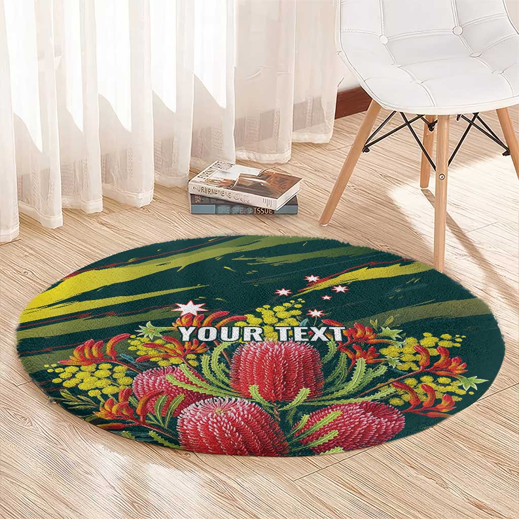 Australian Native Flower Personalised Round Carpet Banksia Nature’s Wild Flame - Aussie Hoodie