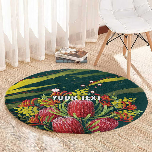 Australian Native Flower Personalised Round Carpet Banksia Nature’s Wild Flame - Aussie Hoodie