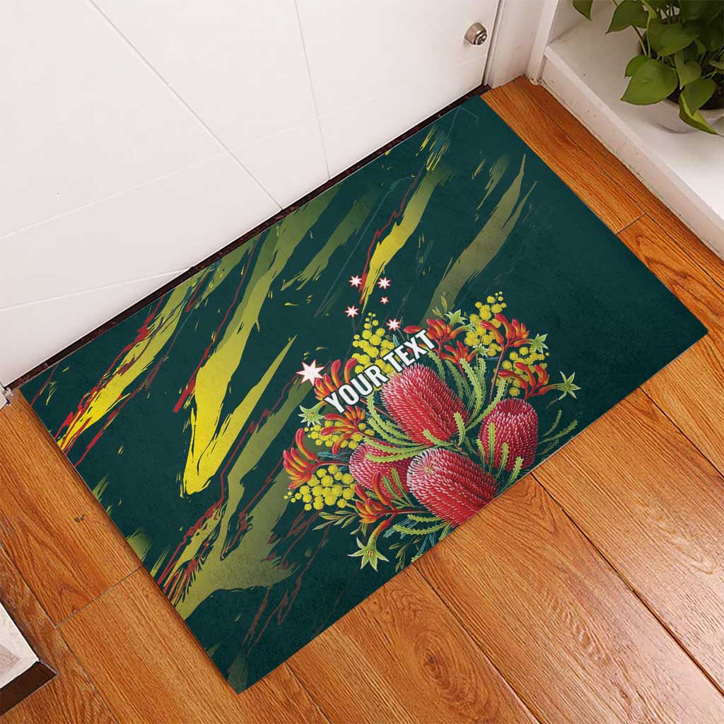 Australian Native Flower Personalised Rubber Doormat Banksia Nature’s Wild Flame - Aussie Hoodie