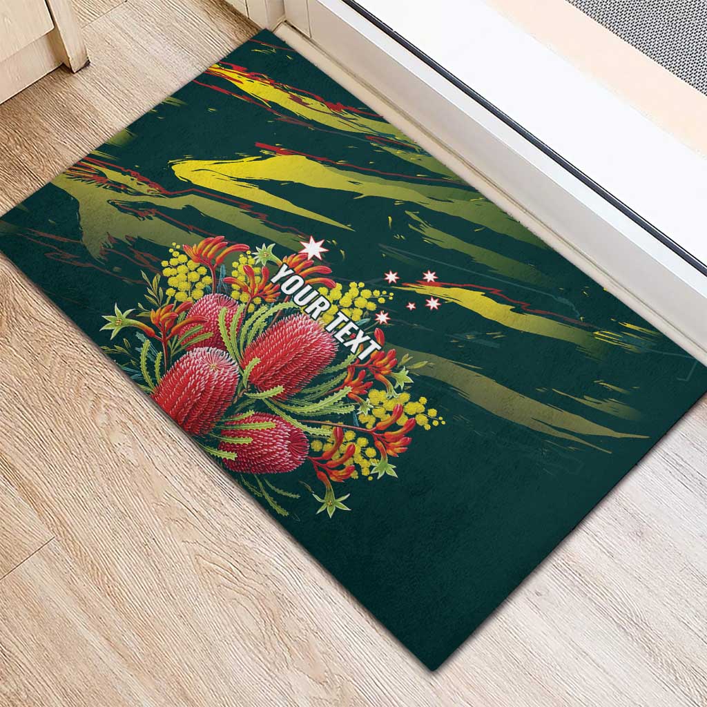 Australian Native Flower Personalised Rubber Doormat Banksia Nature’s Wild Flame - Aussie Hoodie