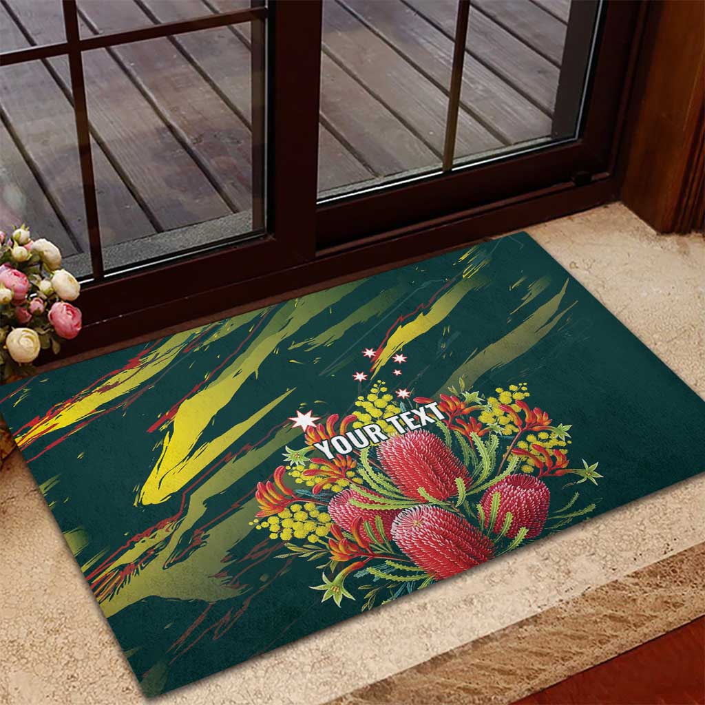 Australian Native Flower Personalised Rubber Doormat Banksia Nature’s Wild Flame - Aussie Hoodie