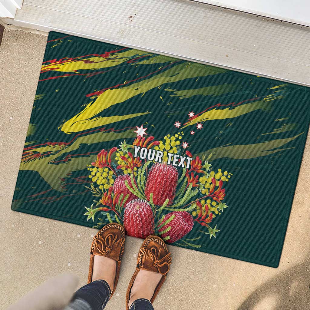 Australian Native Flower Personalised Rubber Doormat Banksia Nature’s Wild Flame - Aussie Hoodie