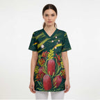 Australian Native Flower Personalised Scrub Top Banksia Nature’s Wild Flame - Aussie Hoodie