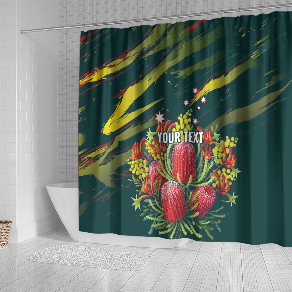 Australian Native Flower Personalised Shower Curtain Banksia Nature’s Wild Flame - Aussie Hoodie