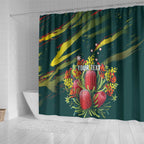 Australian Native Flower Personalised Shower Curtain Banksia Nature’s Wild Flame - Aussie Hoodie