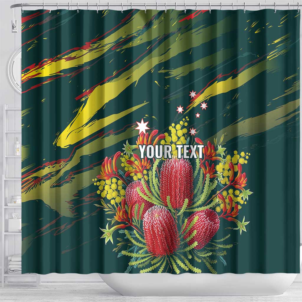 Australian Native Flower Personalised Shower Curtain Banksia Nature’s Wild Flame - Aussie Hoodie