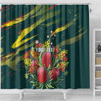 Australian Native Flower Personalised Shower Curtain Banksia Nature’s Wild Flame - Aussie Hoodie
