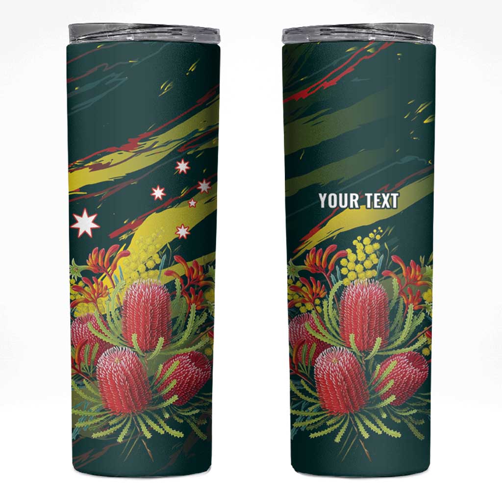 Australian Native Flower Personalised Skinny Tumbler Banksia Nature’s Wild Flame - Aussie Hoodie