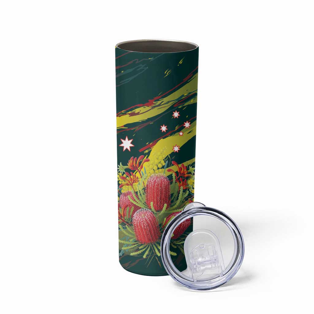 Australian Native Flower Personalised Skinny Tumbler Banksia Nature’s Wild Flame - Aussie Hoodie