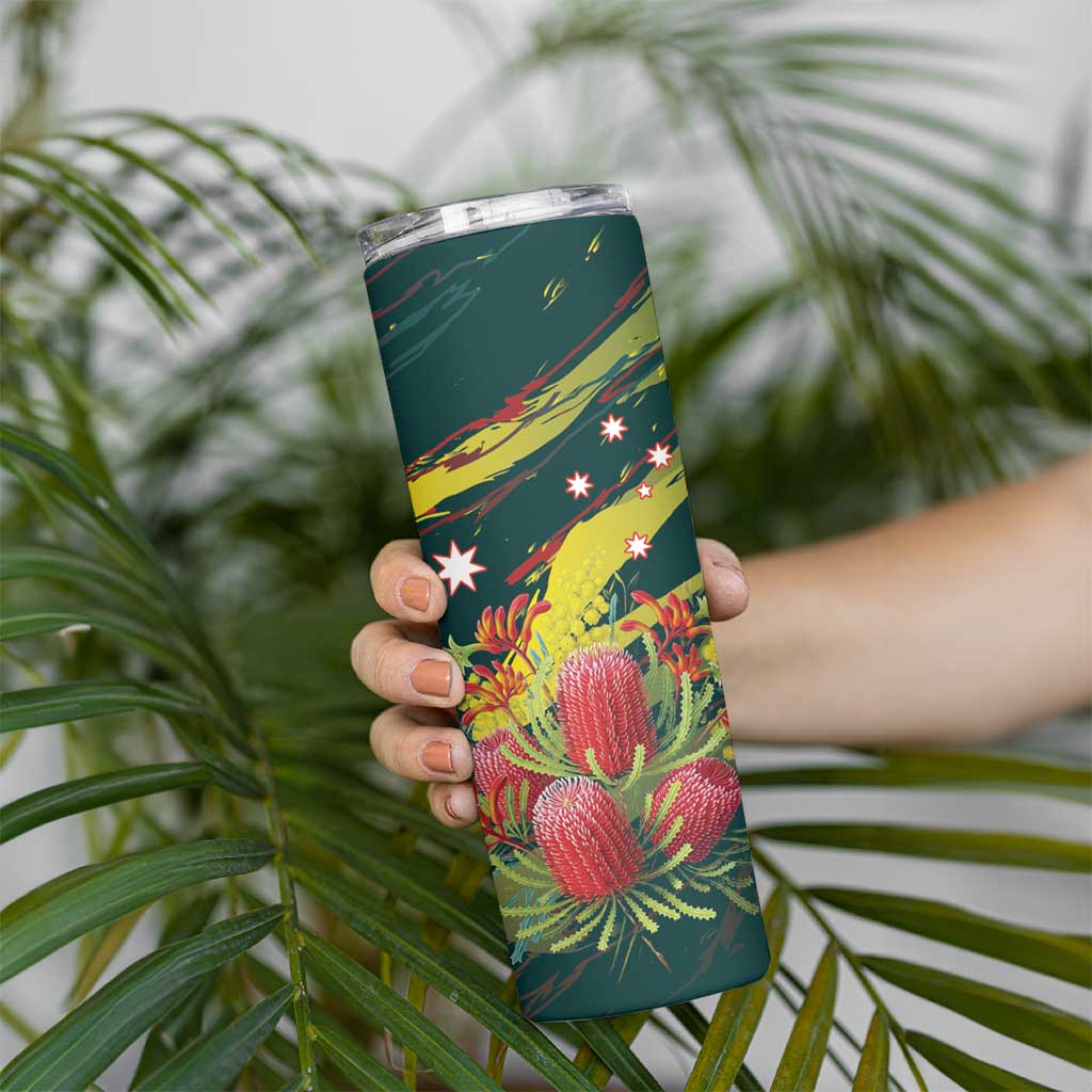 Australian Native Flower Personalised Skinny Tumbler Banksia Nature’s Wild Flame - Aussie Hoodie