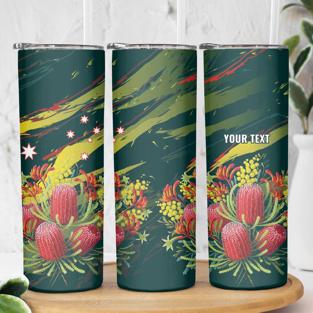 Australian Native Flower Personalised Skinny Tumbler Banksia Nature’s Wild Flame - Aussie Hoodie