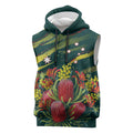 Australian Native Flower Personalised Sleeveless Hoodie Banksia Nature’s Wild Flame - Aussie Hoodie