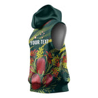 Australian Native Flower Personalised Sleeveless Hoodie Banksia Nature’s Wild Flame - Aussie Hoodie