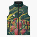 Australian Native Flower Personalised Sleeveless Puffer Jacket Banksia Nature’s Wild Flame - Aussie Hoodie