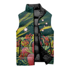 Australian Native Flower Personalised Sleeveless Puffer Jacket Banksia Nature’s Wild Flame - Aussie Hoodie