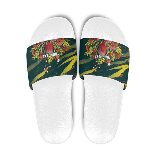 Australian Native Flower Personalised Slide Sandals Banksia Nature’s Wild Flame - Aussie Hoodie