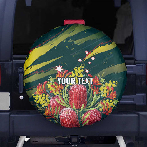Australian Native Flower Personalised Spare Tire Cover Banksia Nature’s Wild Flame - Aussie Hoodie