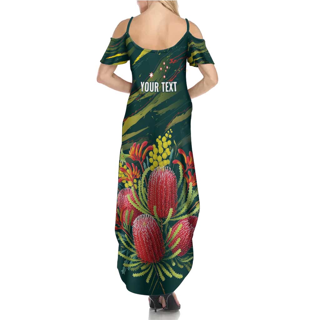 Australian Native Flower Personalised Summer Maxi Dress Banksia Nature’s Wild Flame - Aussie Hoodie