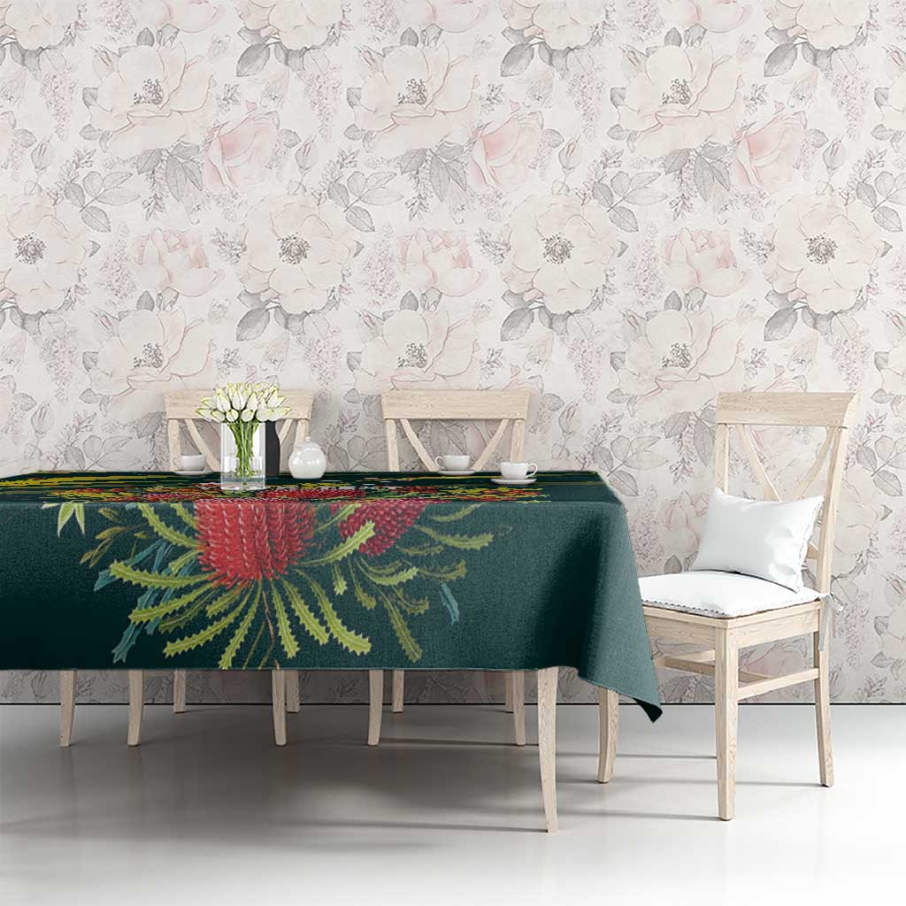 Australian Native Flower Personalised Tablecloth Banksia Nature’s Wild Flame - Aussie Hoodie