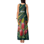 Australian Native Flower Personalised Tank Maxi Dress Banksia Nature’s Wild Flame - Aussie Hoodie