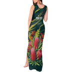 Australian Native Flower Personalised Tank Maxi Dress Banksia Nature’s Wild Flame - Aussie Hoodie