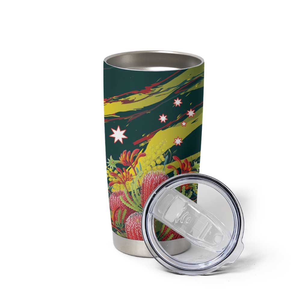 Australian Native Flower Personalised Tumbler Cup Banksia Nature’s Wild Flame - Aussie Hoodie