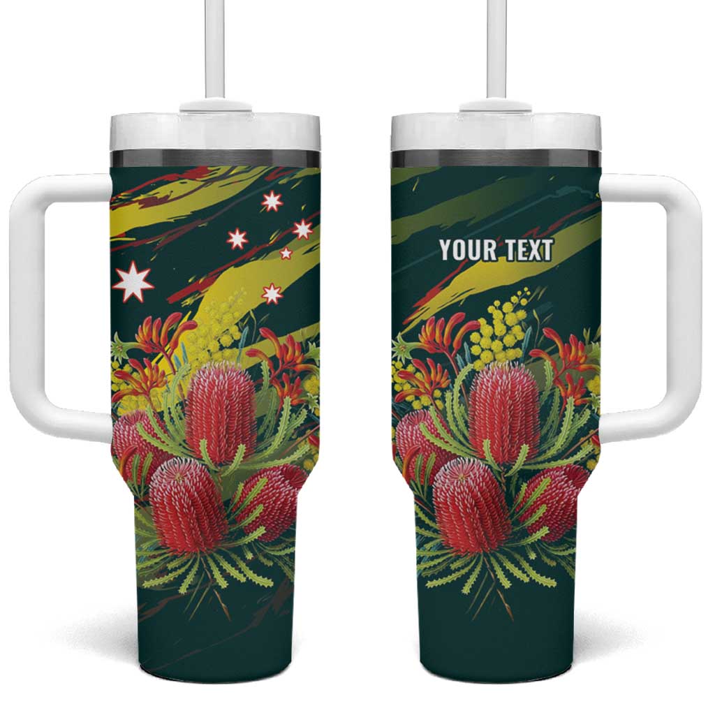 Australian Native Flower Personalised Tumbler With Handle Banksia Nature’s Wild Flame - Aussie Hoodie