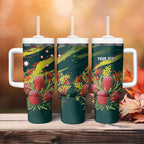 Australian Native Flower Personalised Tumbler With Handle Banksia Nature’s Wild Flame - Aussie Hoodie