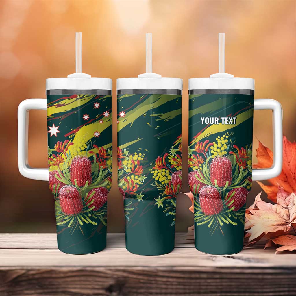 Australian Native Flower Personalised Tumbler With Handle Banksia Nature’s Wild Flame - Aussie Hoodie